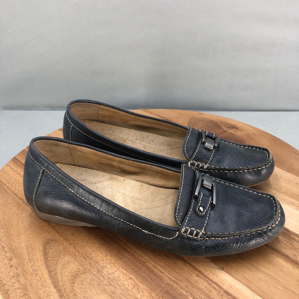 Naturalizer Leather Loafers Womens 11 M Blue Leather Comfort Slip On Casual Shoe